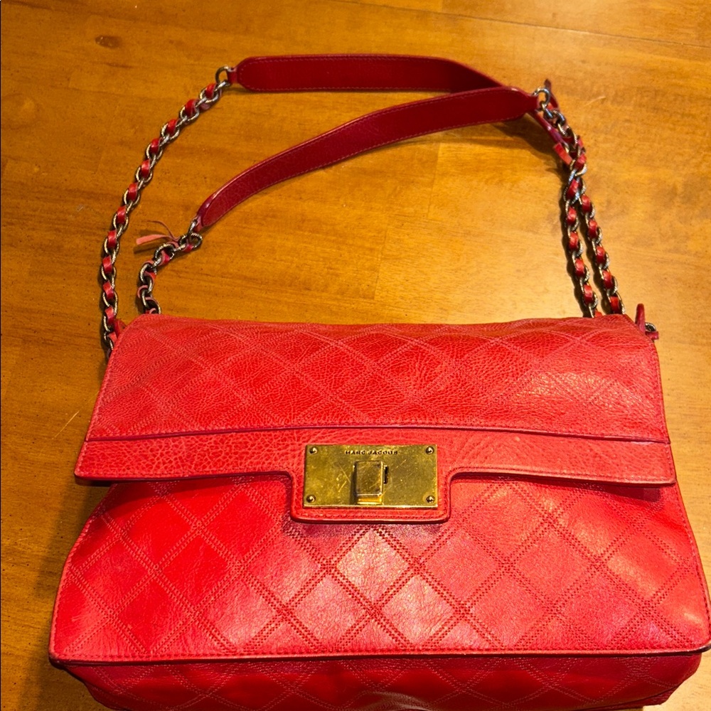 EUC Vintage Marc Jacobs Red Leather Shoulder Bag